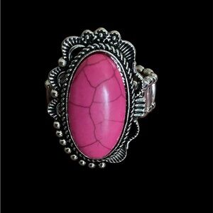 Paparazzi-Elegant Pink Stone Silver Ring Adjustable